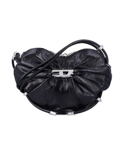 DIESEL Black Scrunch Heart Shoulder Bag