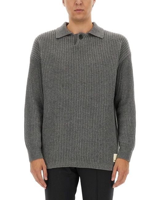Emporio Armani Gray Wool Jersey Jumpers for men