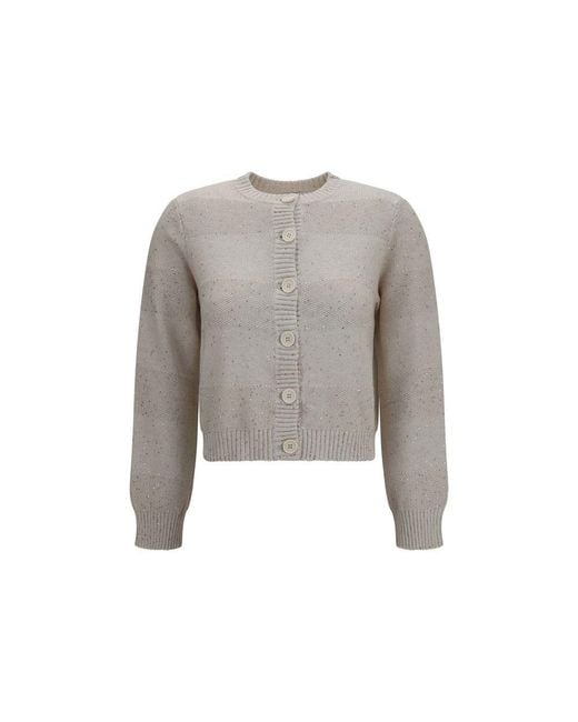 Brunello Cucinelli Gray Beige Cotton Sweatshirt