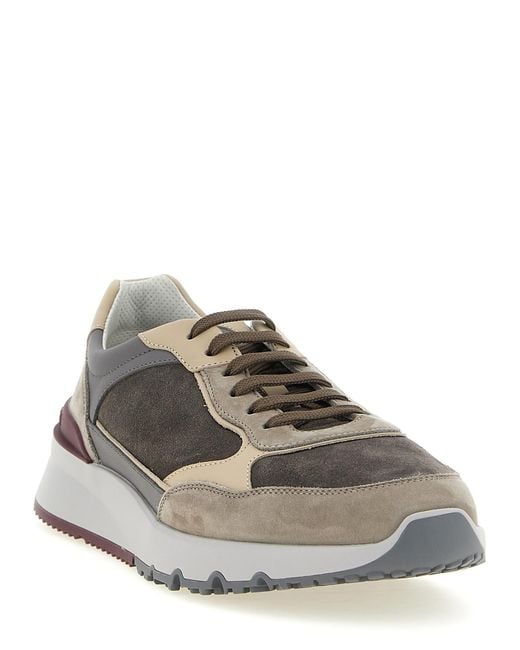 Brunello Cucinelli Gray Calfskin Athletic Sneakers for men