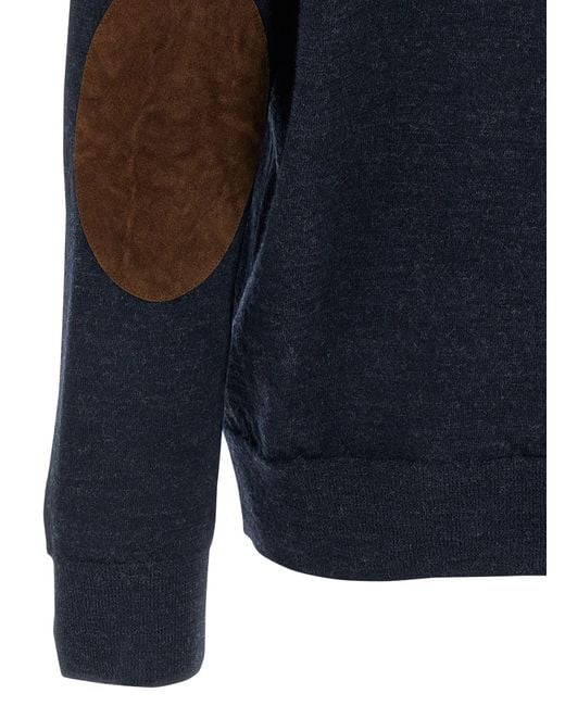 Maison Margiela Blue Suede Patch Polo Shirt for men