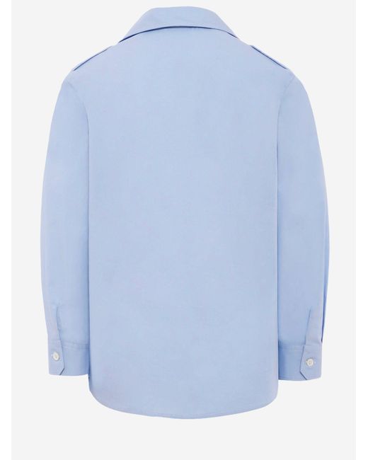 Gucci Blue Stretch Cotton Shirt Blouses And