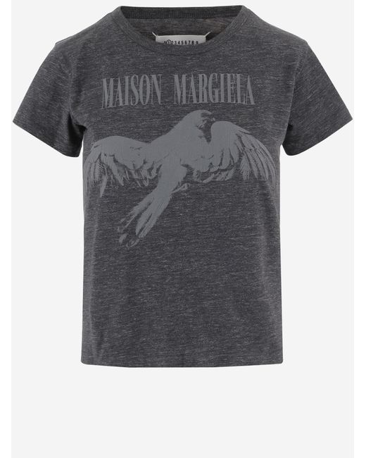 Maison Margiela Gray Cotton T-Shirt With Logo, T-Shirts & Jerseys
