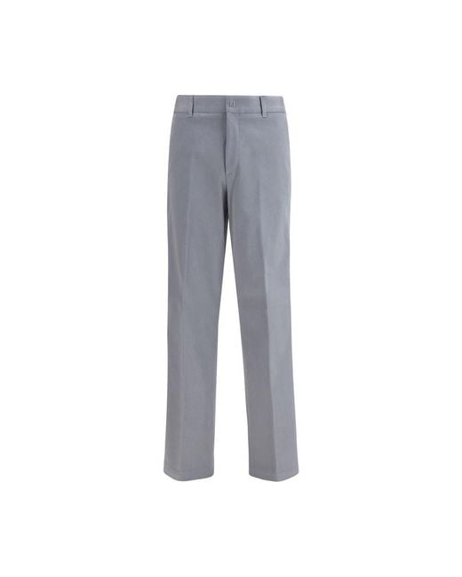 Fendi Gray Cotton Casual Pants for men