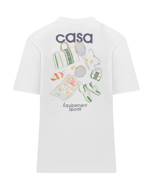 Casablancabrand White Logo Round Neck T-Shirt for men