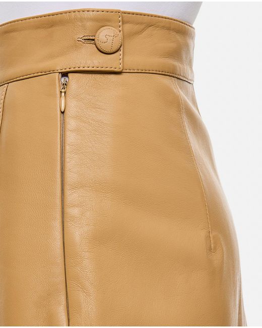 Saks Potts Natural Nicole Midi Leather Skirt