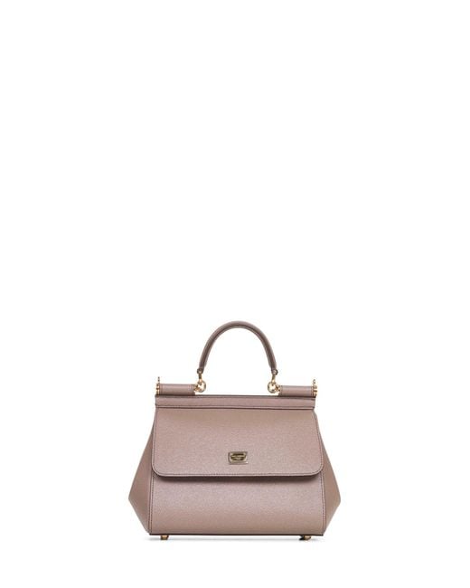 Dolce & Gabbana Natural Handbag Medium Sicily Dauphine Leather