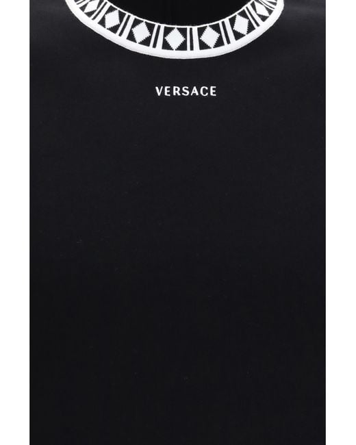 Versace Black Knit T-Shirt Cotton; Polyamide; Elastane T-Shirts for men
