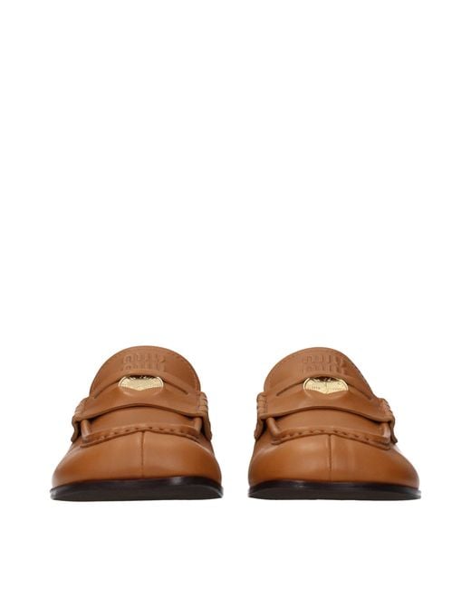 Miu Miu Brown Loafers Leather/Cognac