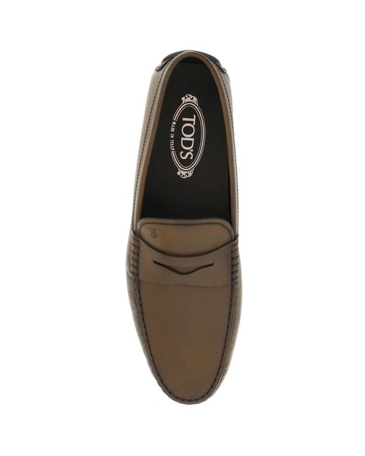 Tod's Brown Leather Gommino Driver Loafers for men