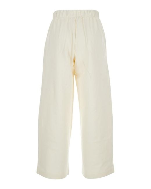 Max Mara White Cotton And Silk Blend Pants Trousers