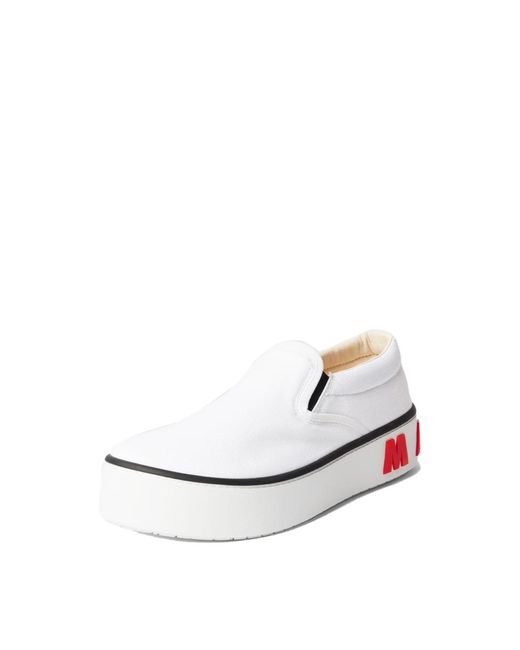 Marni White Logo Slip-On Sneakers for men
