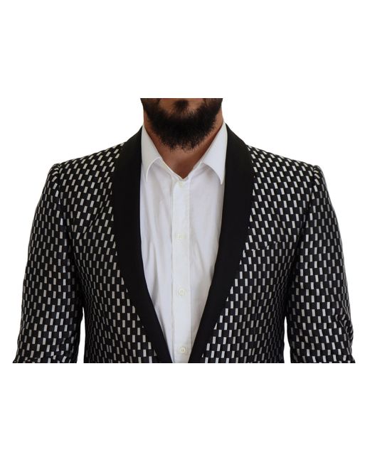 Dolce & Gabbana Black Geometric Pattern Slimfit Suit for men