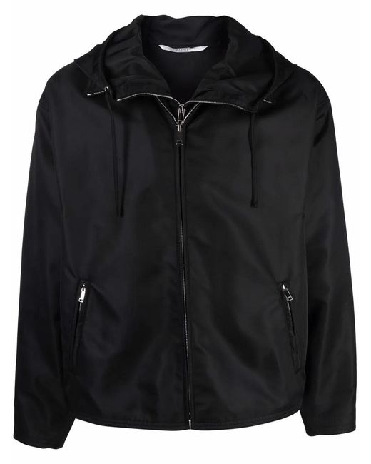 Valentino Black Dual Zip-Detail Hooded Short Jacket for men