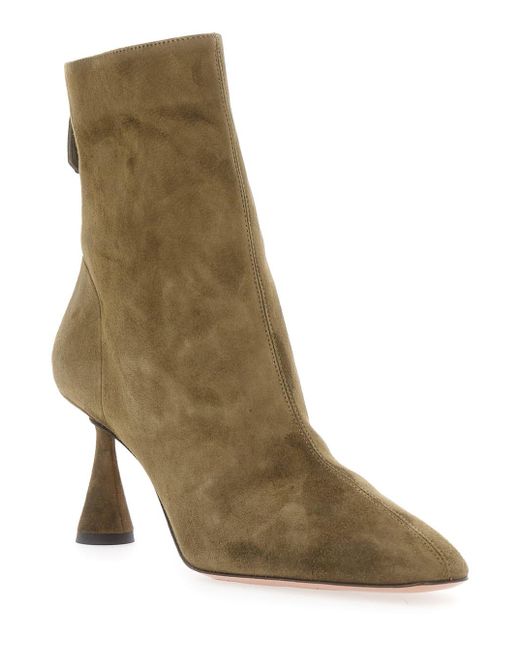 Aquazzura Green 'Amore' Ankle Boots With Zip Closure And High Sculpted Heel
