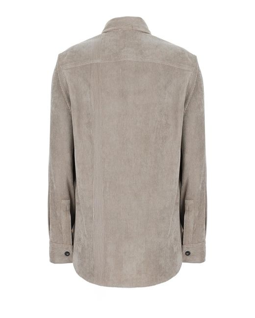 Le Plain Gray Corduroy Shirt Blouses