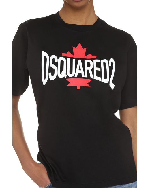 DSquared² Black Short-Sleeve Printed Cotton T-Shirt T-Shirts & Jerseys