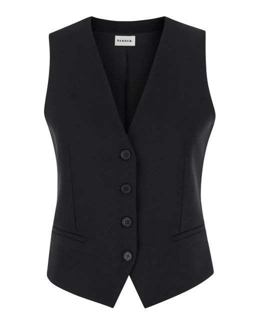 P.A.R.O.S.H. Black Vest With Button Closure