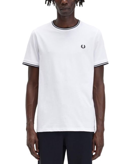 Fred Perry White Cotton T-Shirt for men