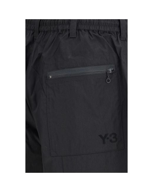 Y-3 Black Cotton Bermuda Shorts for men