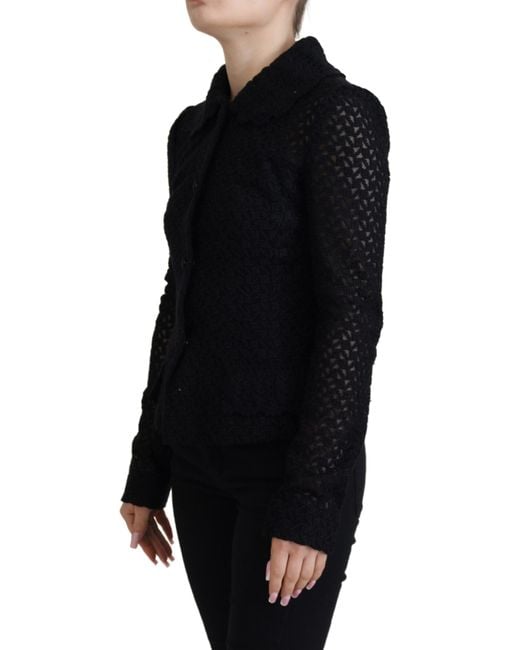 Dolce & Gabbana Black Elegant Wool Blend Button Down Jacket