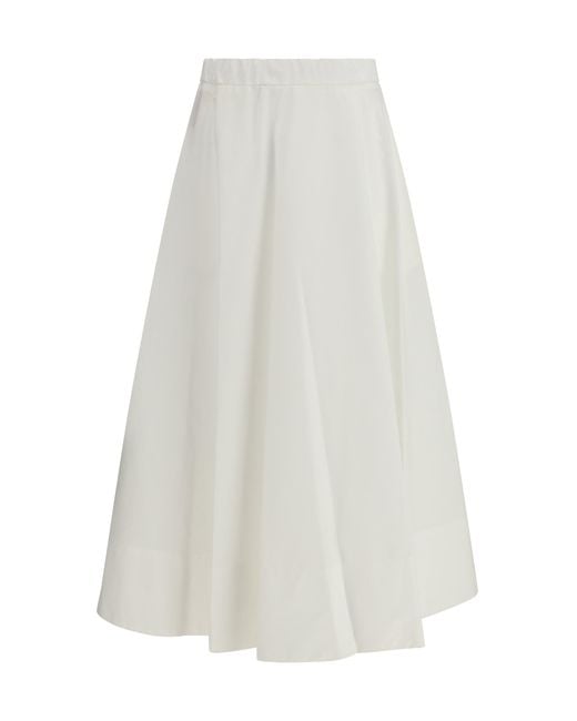 Cruna White Skirt Full-Length Cotton