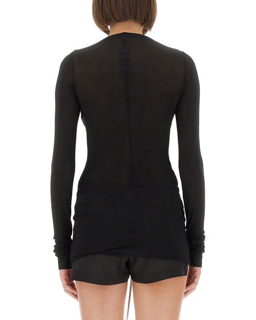 Rick Owens Black Ribbed" T-Shirt
