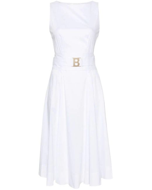 Blugirl Blumarine White Sleeveless Midi Dress