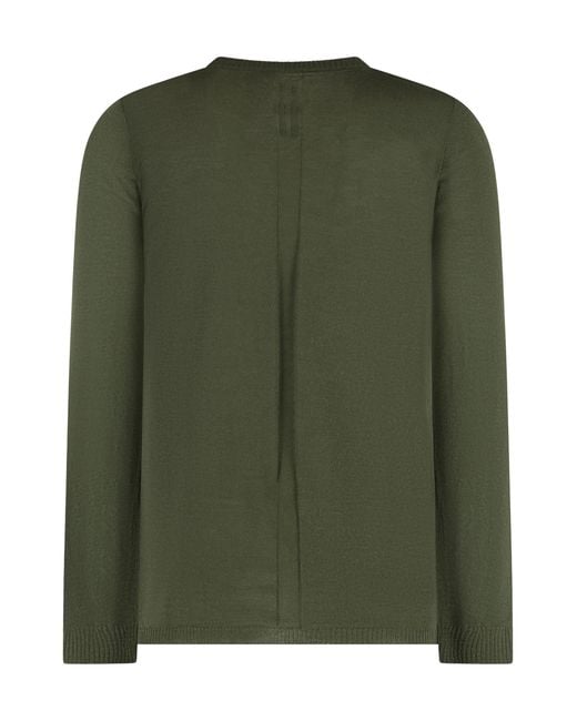 Rick Owens Green Virgin Wool Crewneck Sweater Sweatshirts for men