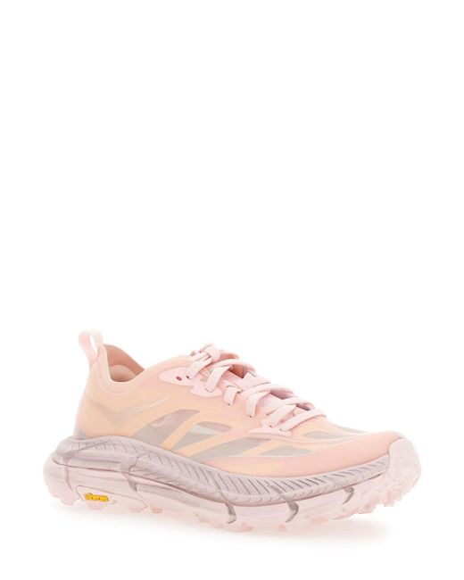 Hoka One One Pink 'Mafate Speed 4 Lite' Low Top Sneakers With Mesh Panels