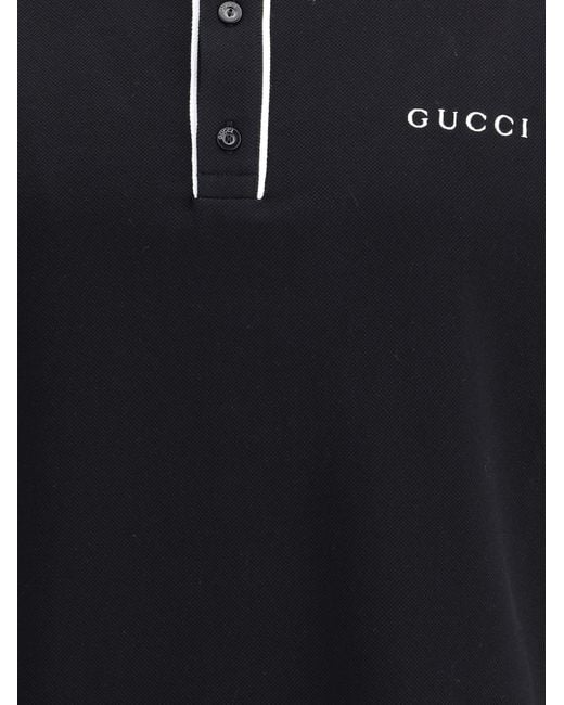 Gucci Black Logoed Polo Shirt for men