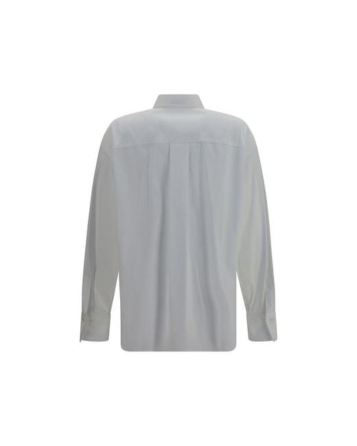 Brunello Cucinelli Gray White Cotton Dress Shirt