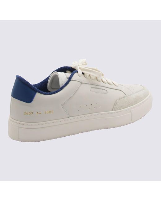 Common Projects White And Blue Leather Sneakers for men