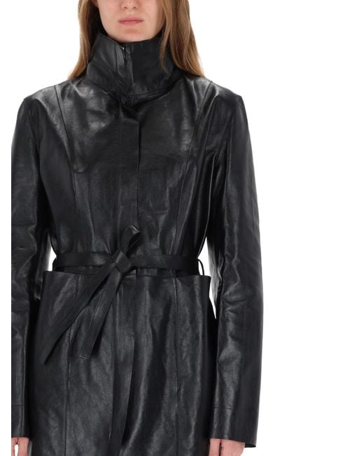 Our Legacy Black Concealed Coat Calfskin Trench & Raincoats