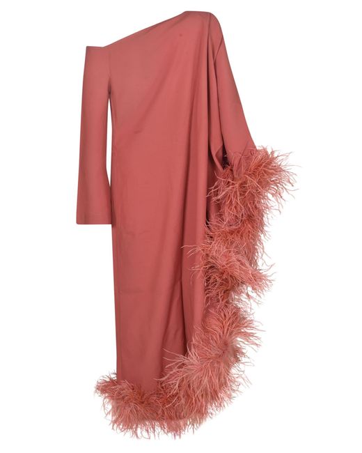 ‎Taller Marmo Red Ubud Extravaganza Feather-trimmed Gown