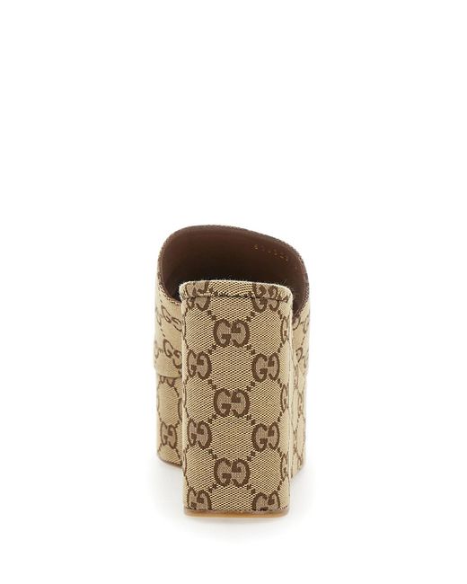 Gucci Brown Wedges Carmen Canvas Cotton And Polyester Shoe