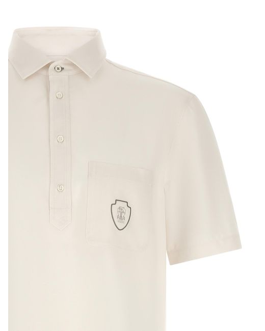 Brunello Cucinelli White Virgin Wool Polo Shirt for men