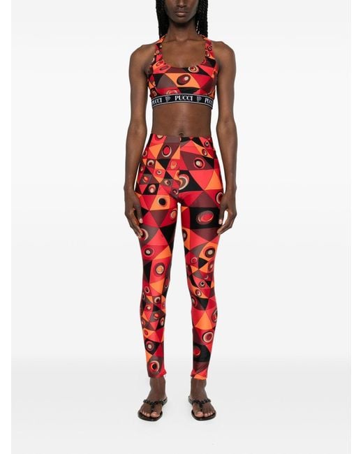 Emilio Pucci Red Printed Leggings