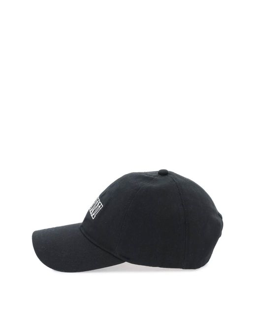 Ganni Black Baseball Cap With Logo Embroidery
