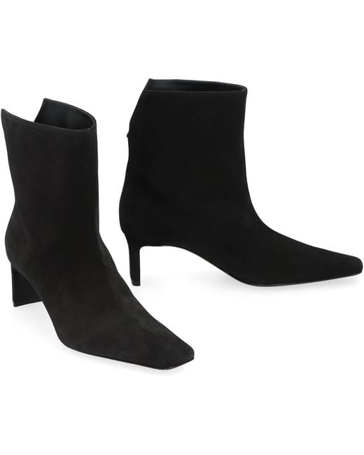 Khaite Black Ankle Boots Ona Suede Calf Leather
