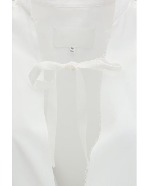 Maison Margiela White Raw-Edge Cotton Mini Dress