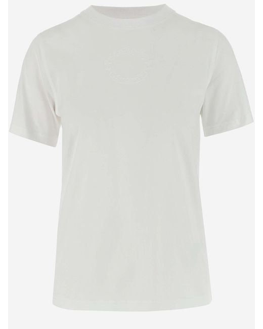 Burberry White Cotton T-shirt With Logo