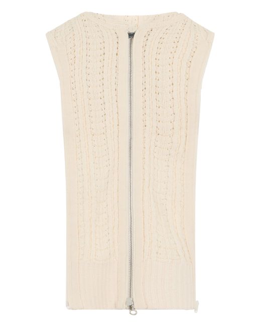 Veronica Beard Natural Sleeveless Cardigan Cotton Cardigans