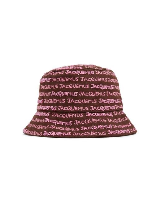 Jacquemus Red Le Bob Bordado Logo Bucket Hat Accessories Beanies