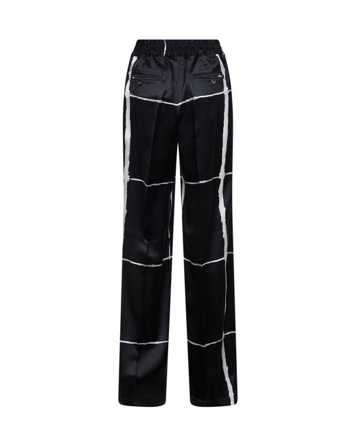 Kiton Black And Printed Silk Drawstring Trousers