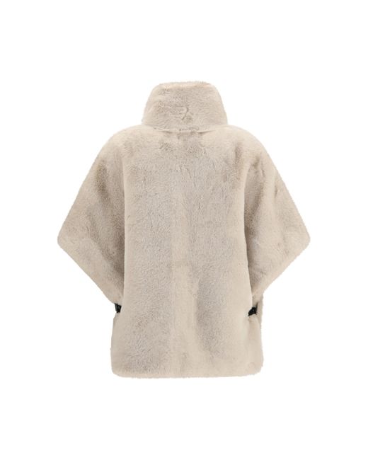 Pinko Natural Faux Fur Jacket With Buckle Polyester