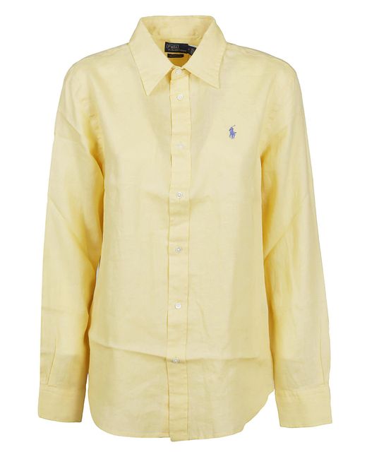 Polo Ralph Lauren Long Sleeve Button Front Shirt in Yellow | Lyst