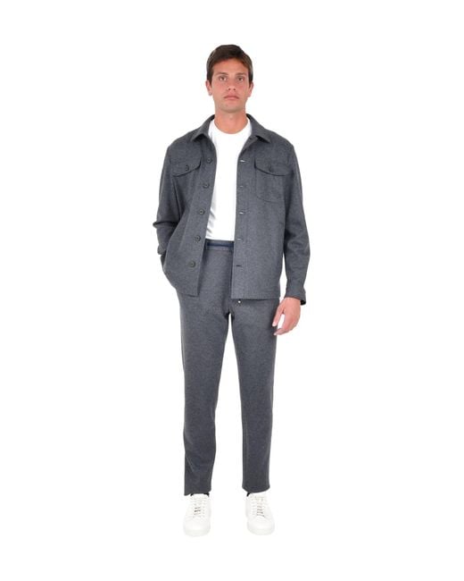 Drumohr Gray Shirt With Button Closure Wool for men
