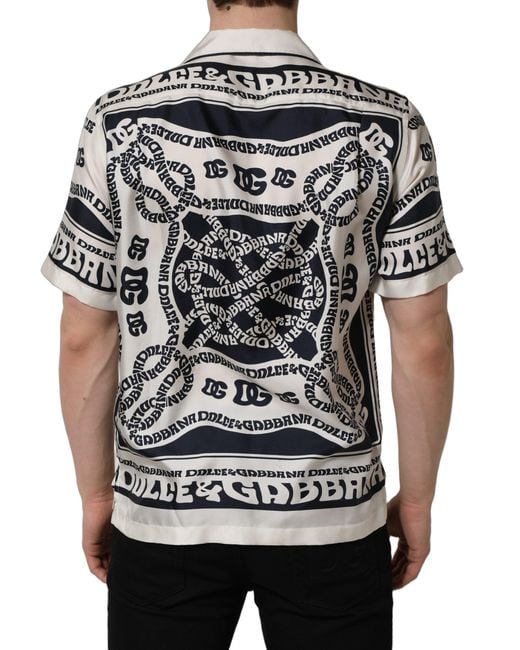 Dolce & Gabbana White Logo Bandana Short Sleeves Shirt And Silk for men