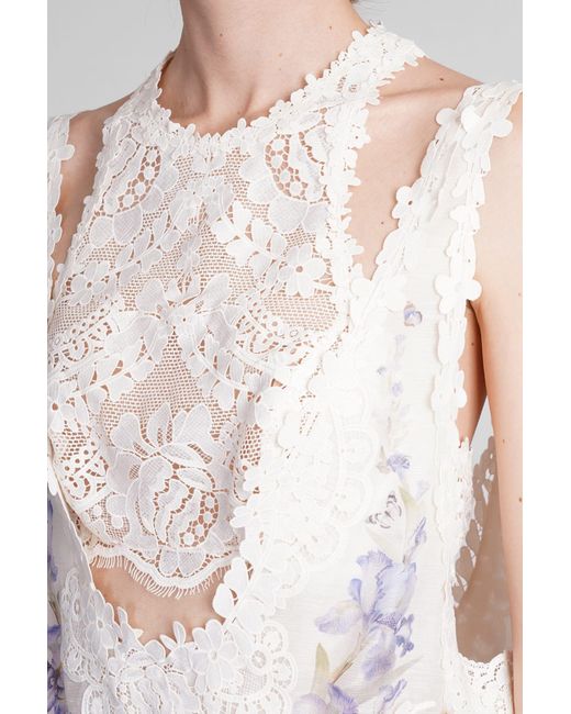 Zimmermann White Dress In Beige Linen